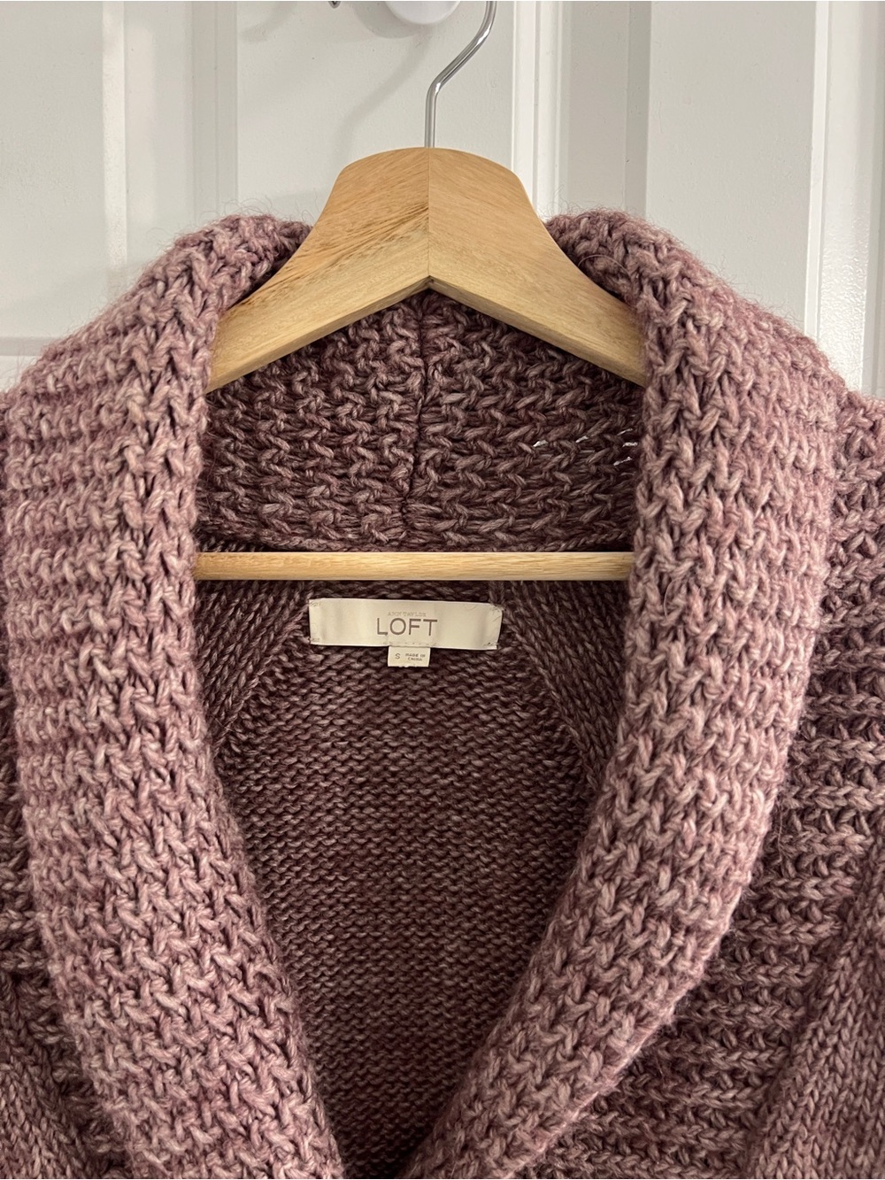 LOFT Shawl Collar Pullover Sweater - Mauve Taupe- Small - Picture 4 of 11